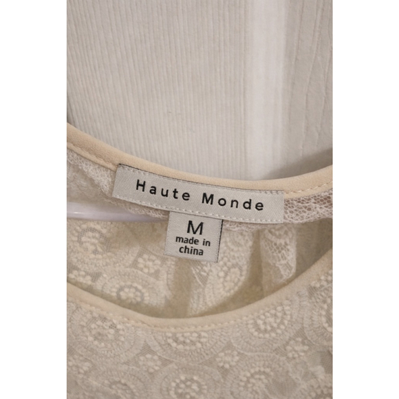 Haute Monde Boho Lace Tank Top Cream Crochet Fringe Hem Sheer Floral Size M
Dres - Picture 10 of 11